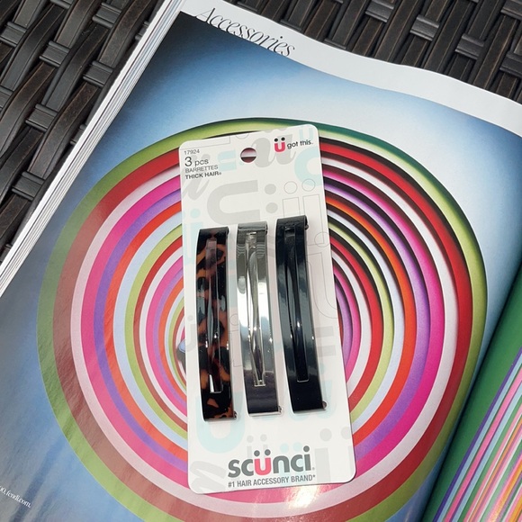 🆕 Scunci Thick Hair Open Slide Metal Barrettes 3-Pc - Picture 4 of 8